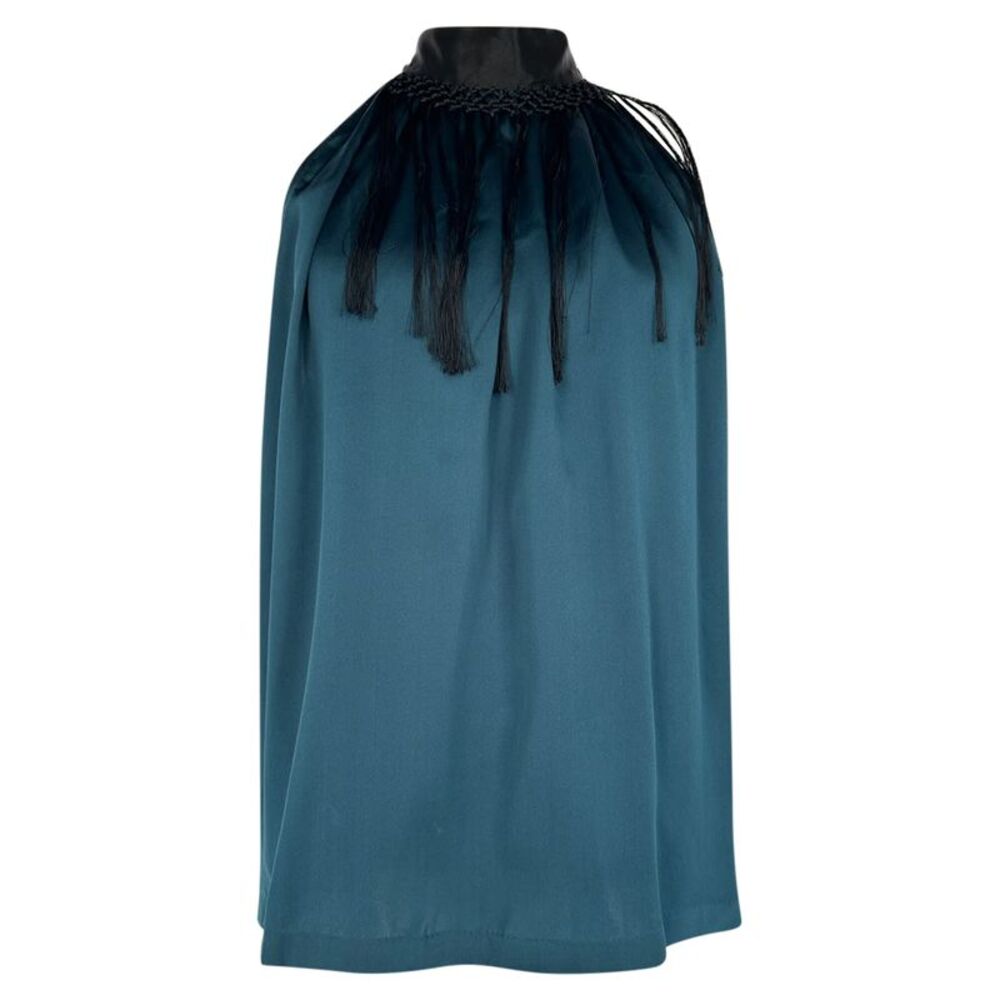 Dries Van Noten Halter Neck Top in Blue Silk